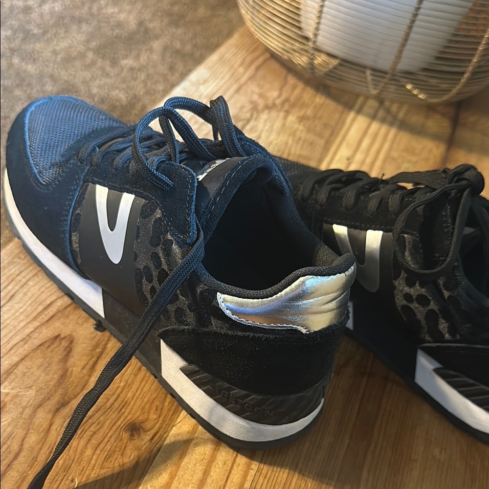 Tretorn Black and Silver Athletic Shoes